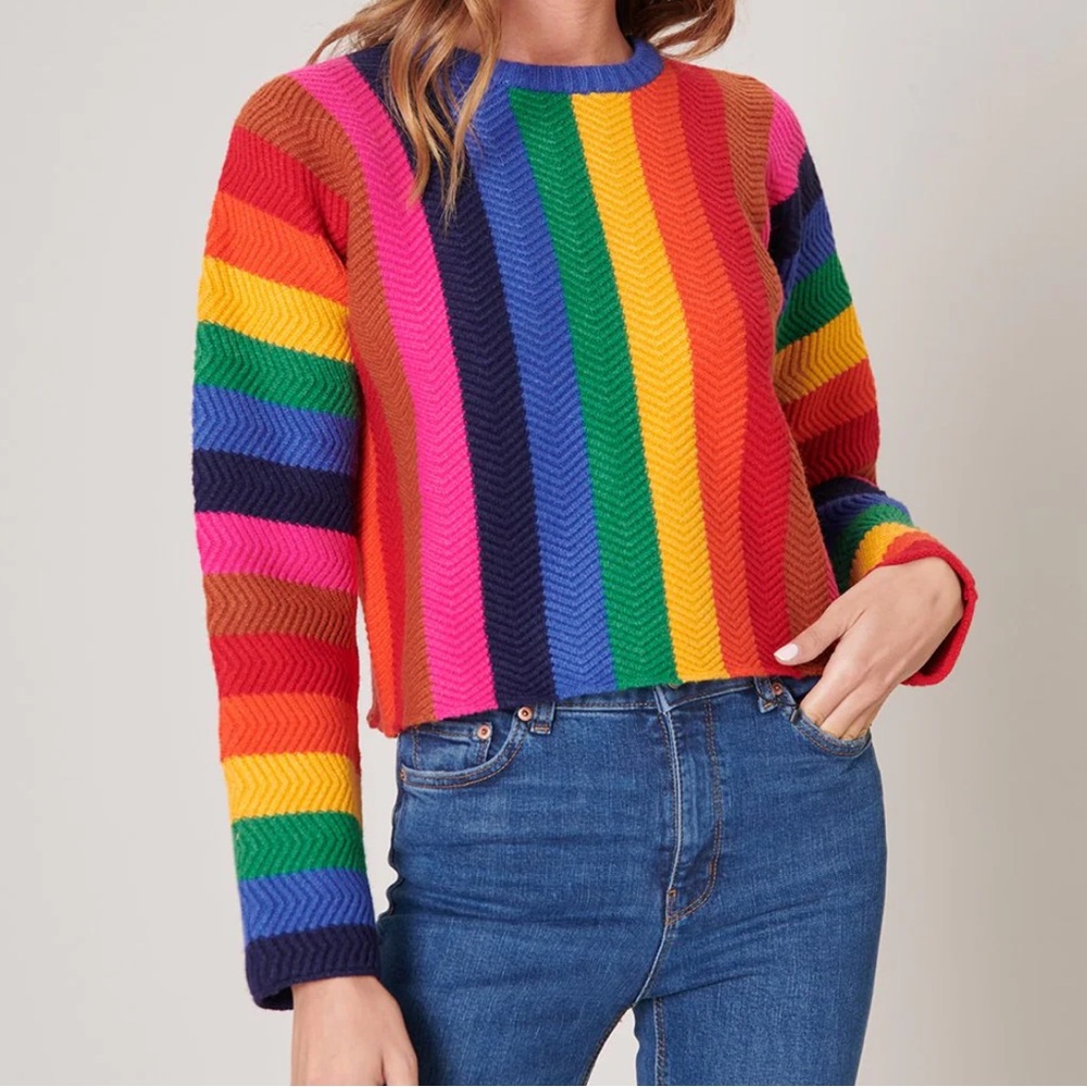 Sugarlips Rainbow Striped Crewneck Sweater - Multi